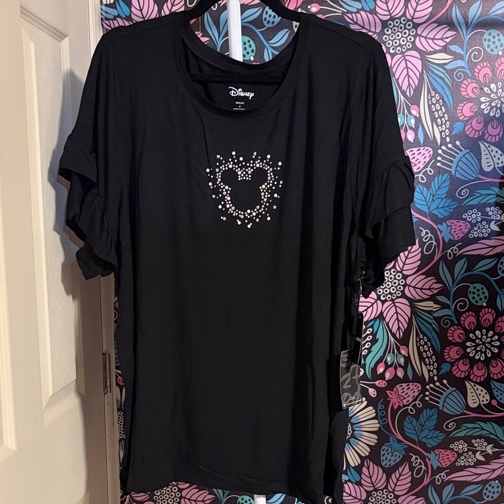 Torrid Black Short Sleeve Tee with Disney Rhinestone Design